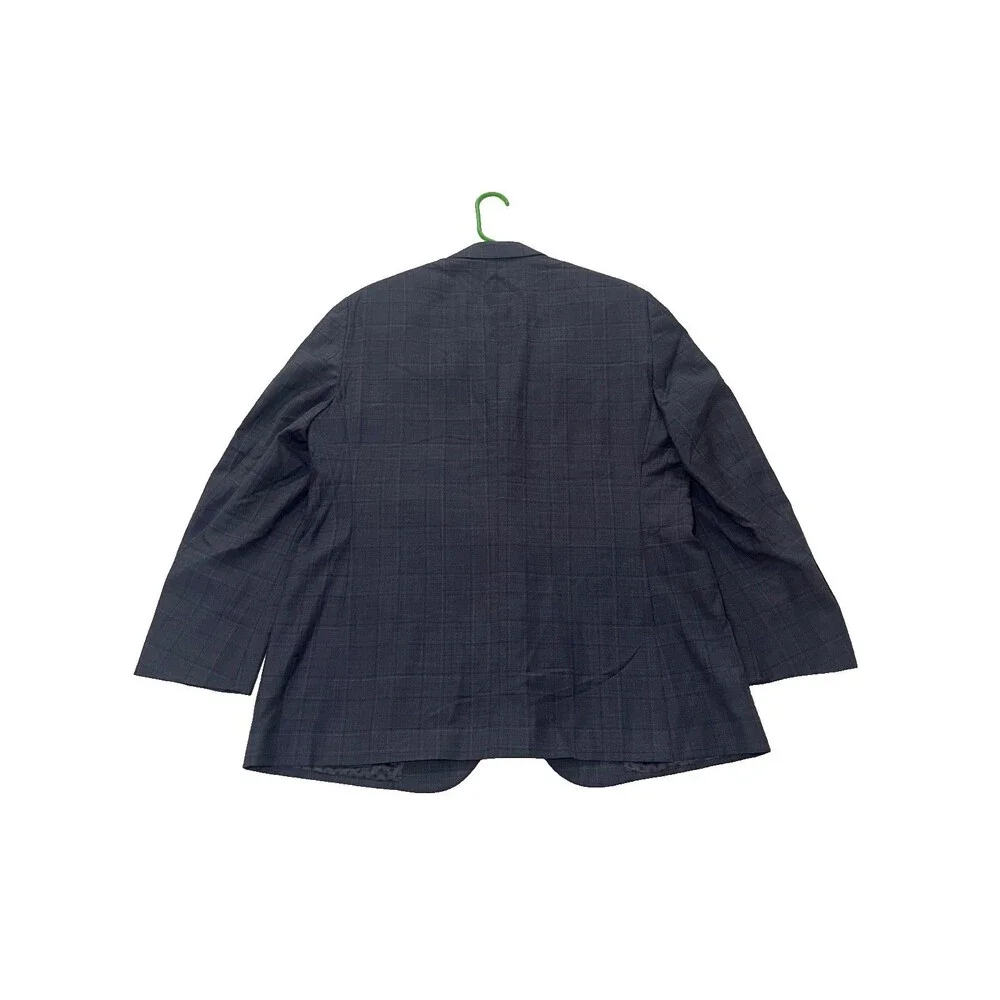 J Hilburn Blazer Mens 44R Blue Plaid Reda Flexo Stretch Wool Blend Sportscoat